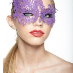 Kayso Purple Feather Design Metal Mask