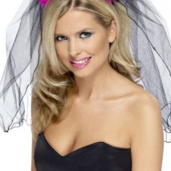 Smiffys Black Devil Horns With Veil Bachelorette