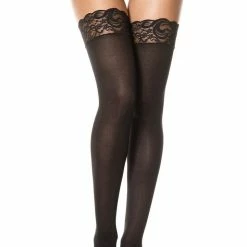 Music Legs Date Night Lace Top Opaque Thigh Highs