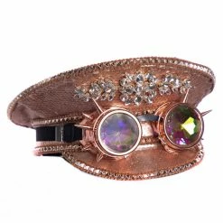 The Chocolate Walrus Rose Gold Sequin Captain's Hat With Goggles Accessories