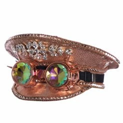 The Chocolate Walrus Rose Gold Sequin Captain's Hat With Goggles Accessories